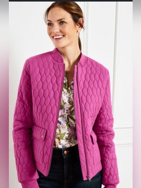 Talbots Jackets & Blazers - Talbots Quilted Pink Bomber Jacket XLP